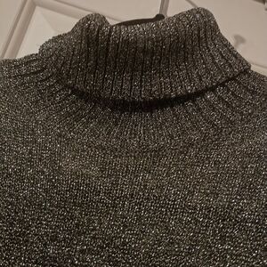 Shimmering Silver Turtleneck Sweater